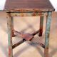 Burmese teak sofa end with original green patina
