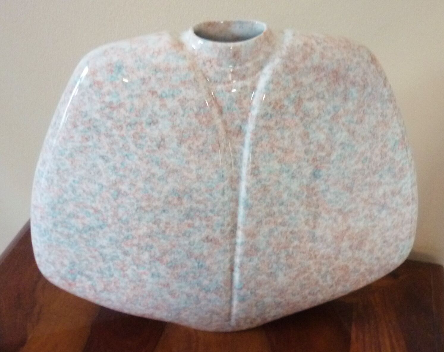 Vintage glazed ceramic lentil vase, 70s design, signed Virebent