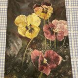 Oil on wood wild pansies 29x17