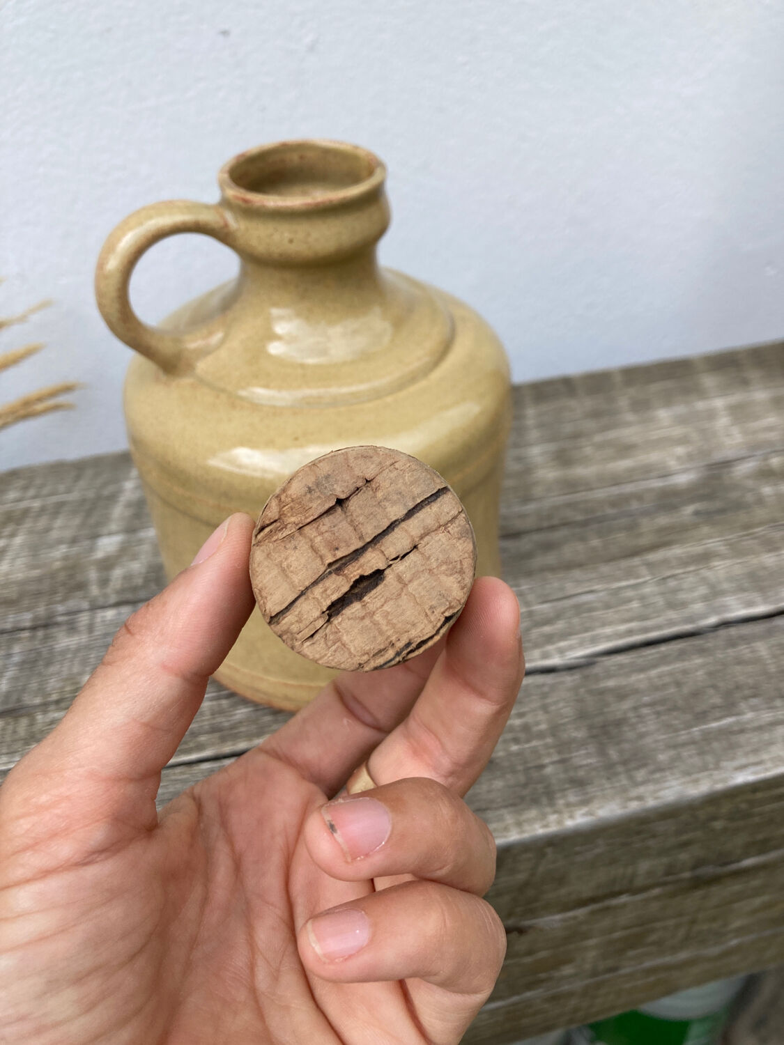 Beige glazed ceramic vase