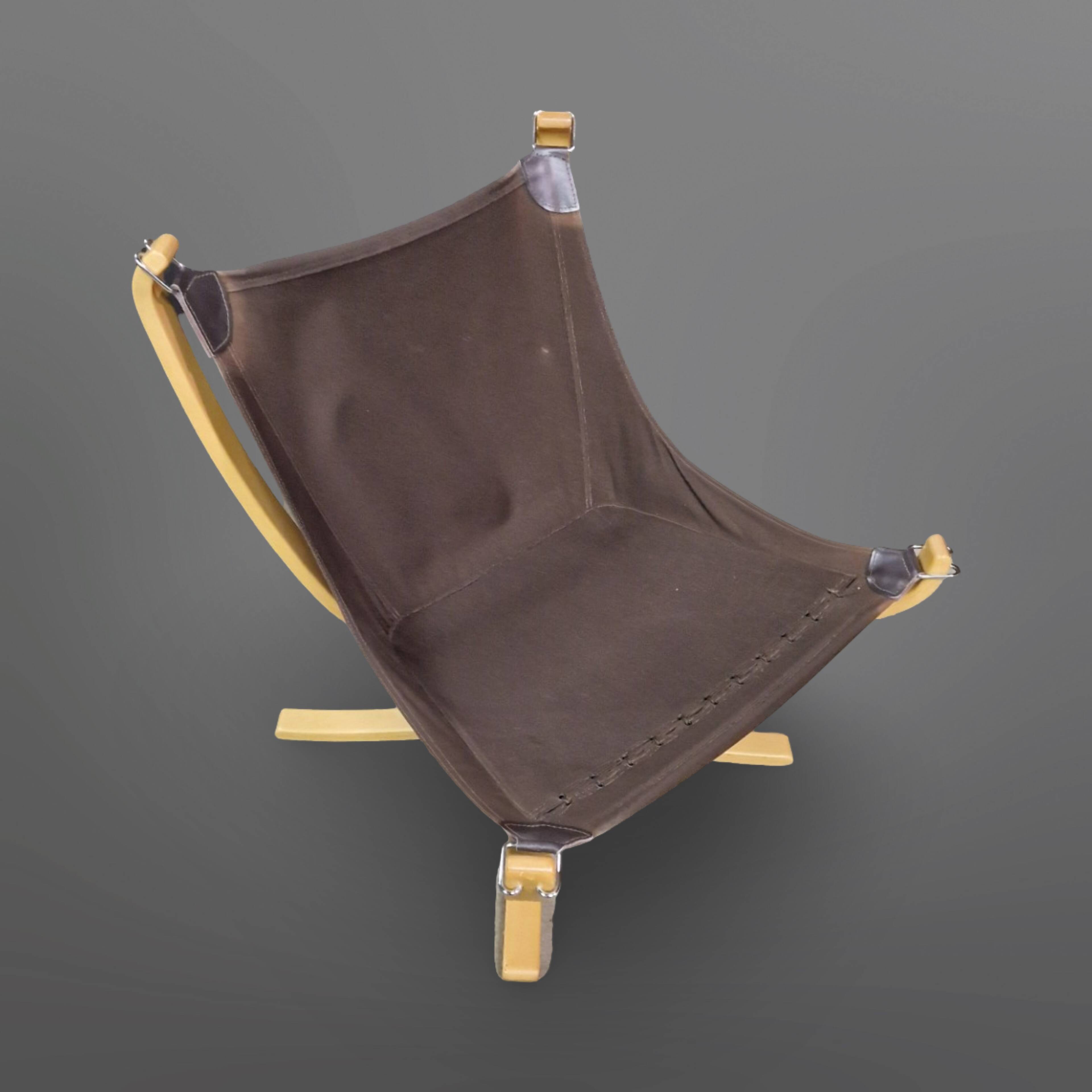 Fauteuil lounge et ottoman Falcon de Sigurd Ressel pour Vatne, Norvège 1970