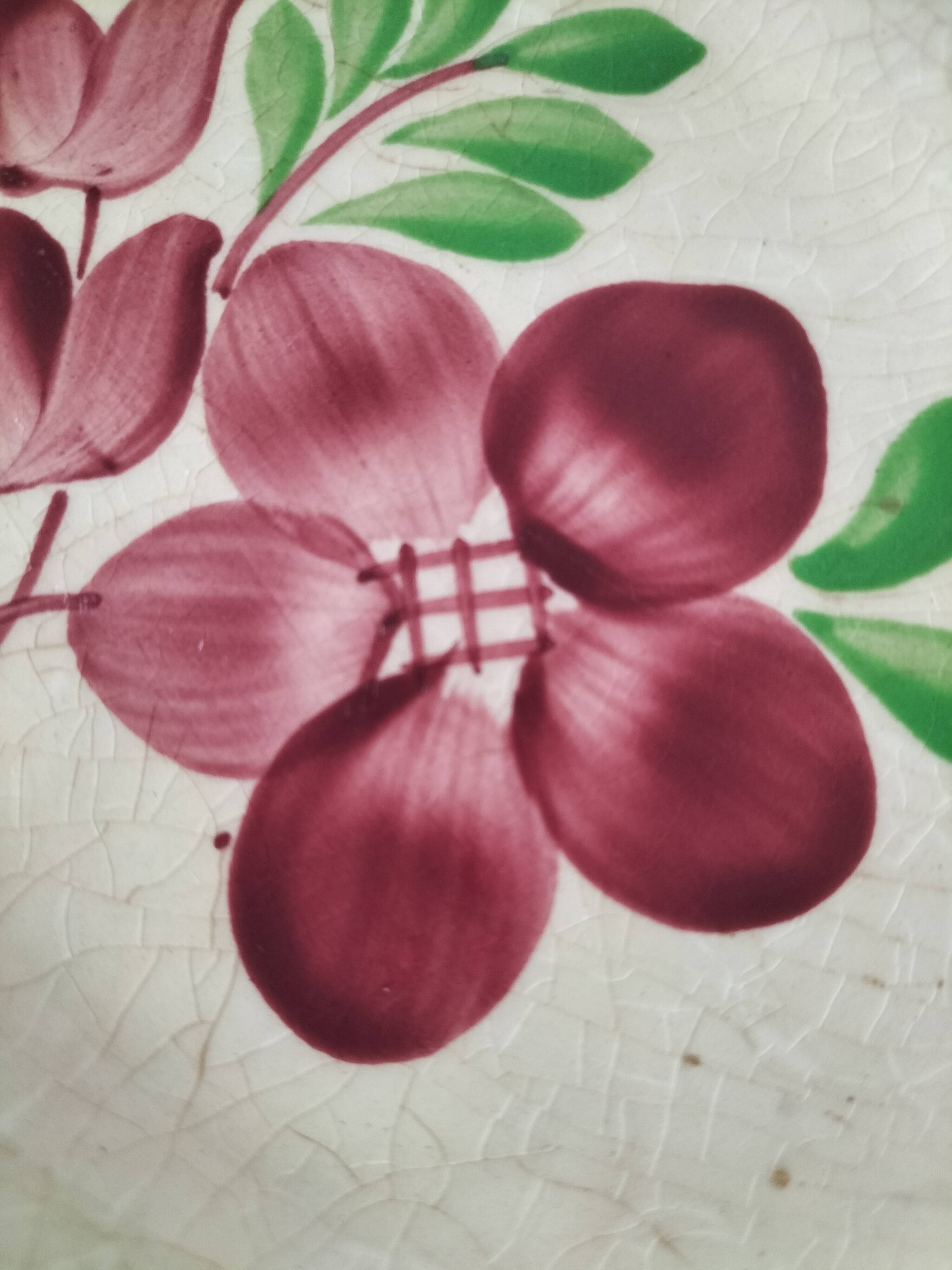 Pair of Gien dishes model Barbizon, hand-painted floral decoration, 1930s-40s.