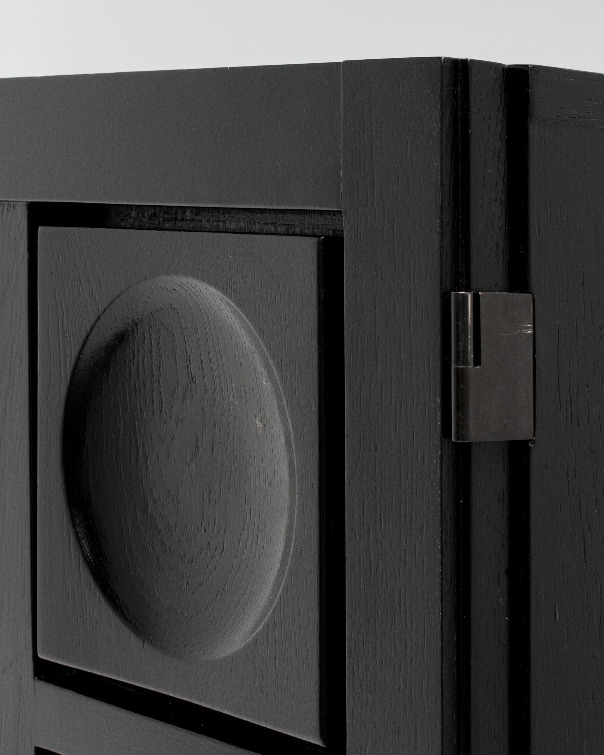 Black Brutalist Bar Cabinet with Graphic Patterned Doors, Belgium 1970s