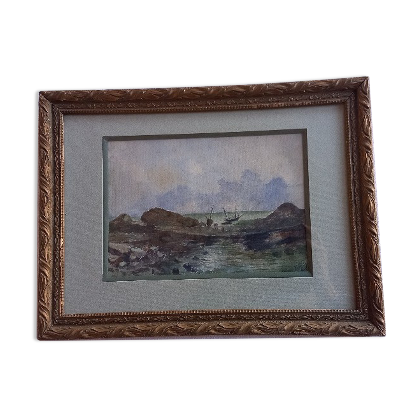 Old painting, marine watercolor