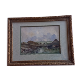 Old painting, marine watercolor