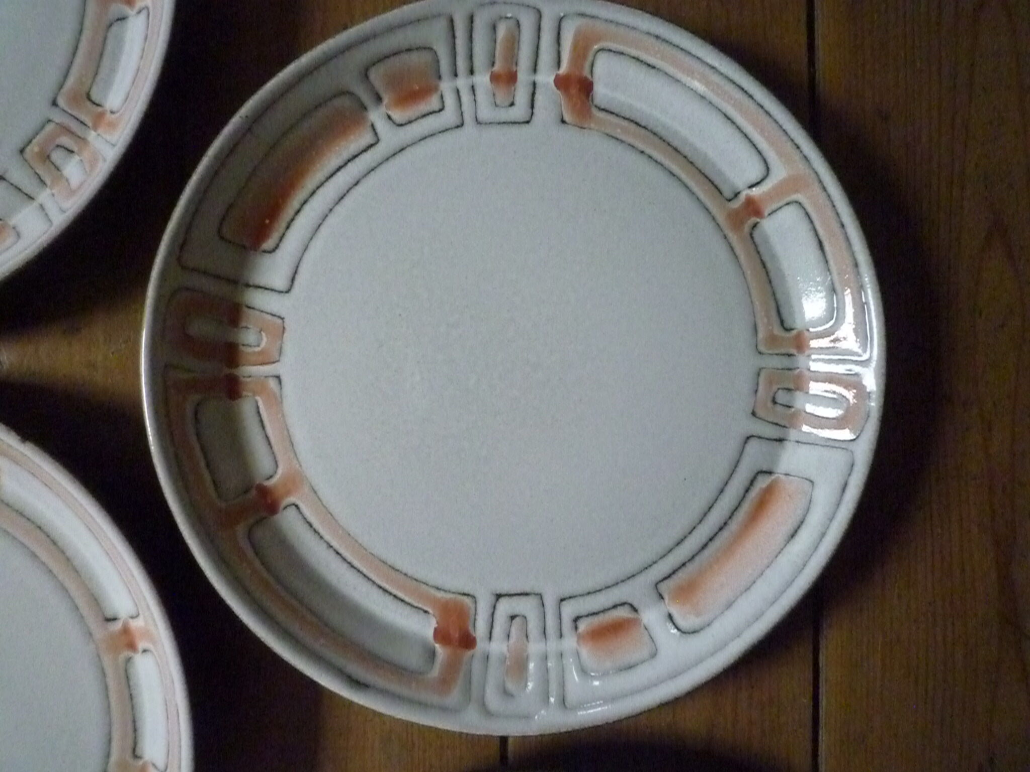 Dessert plates Niderviller 1960 sandstone enamelled, model Maille