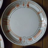 Dessert plates Niderviller 1960 sandstone enamelled, model Maille