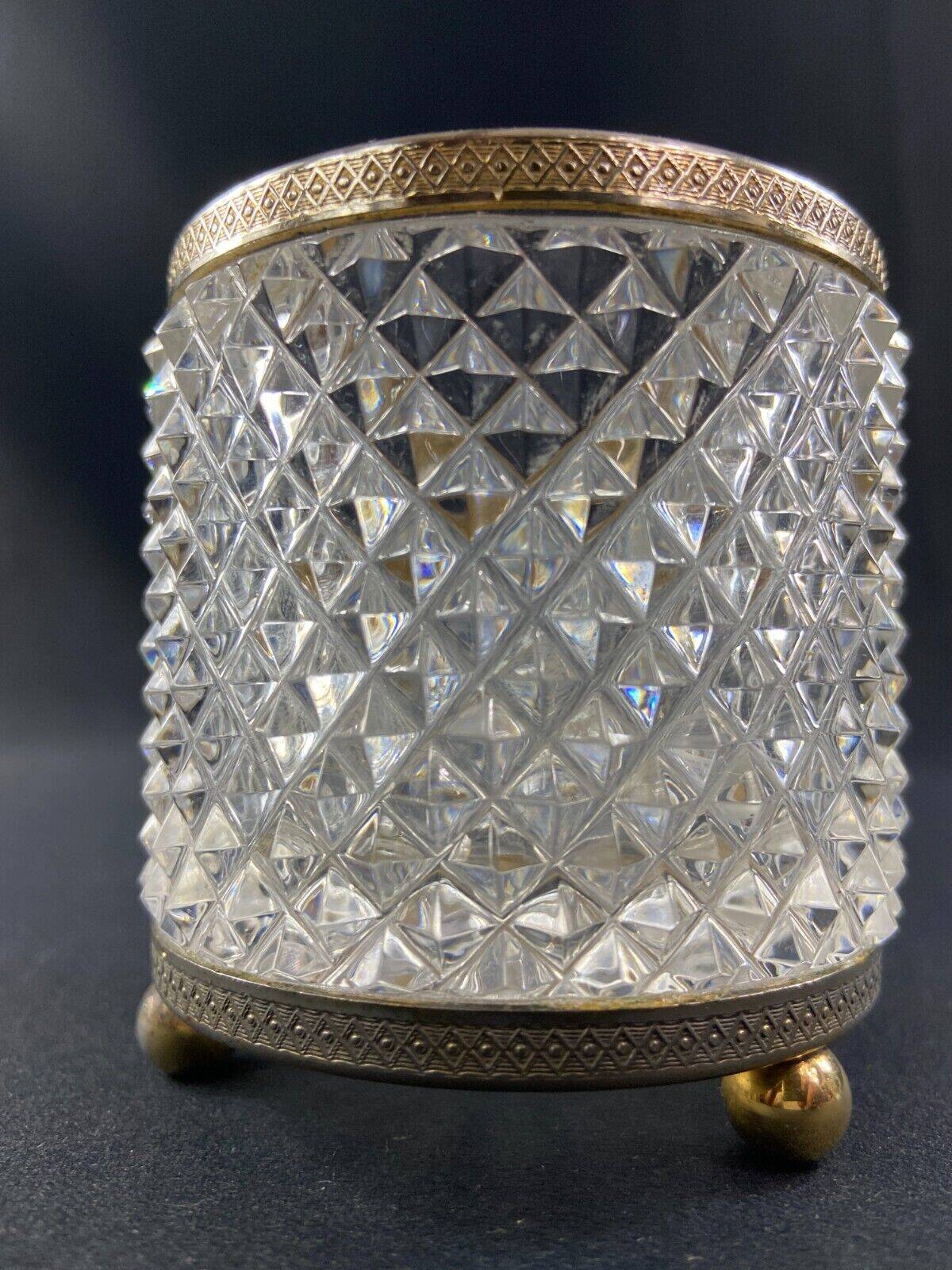 Crystal pencil pot with Empire style diamond tip decor