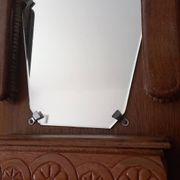 Vintage oak entrance mirror and its brushes - 1940s / 1950s
