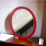 Vintage space age mirror in orange red
