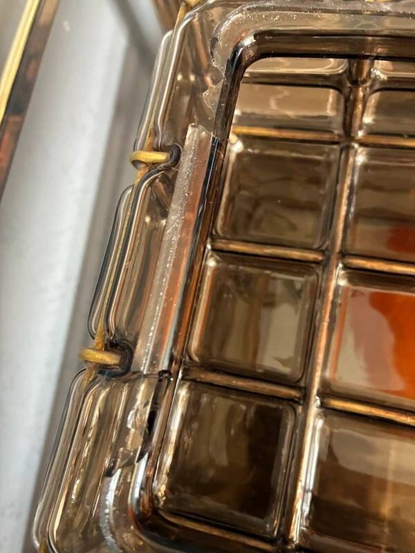 Vintage boom flush ceiling lamp by glashütte limburg smoked glass brass