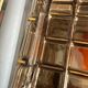 Vintage boom flush ceiling lamp by glashütte limburg smoked glass brass