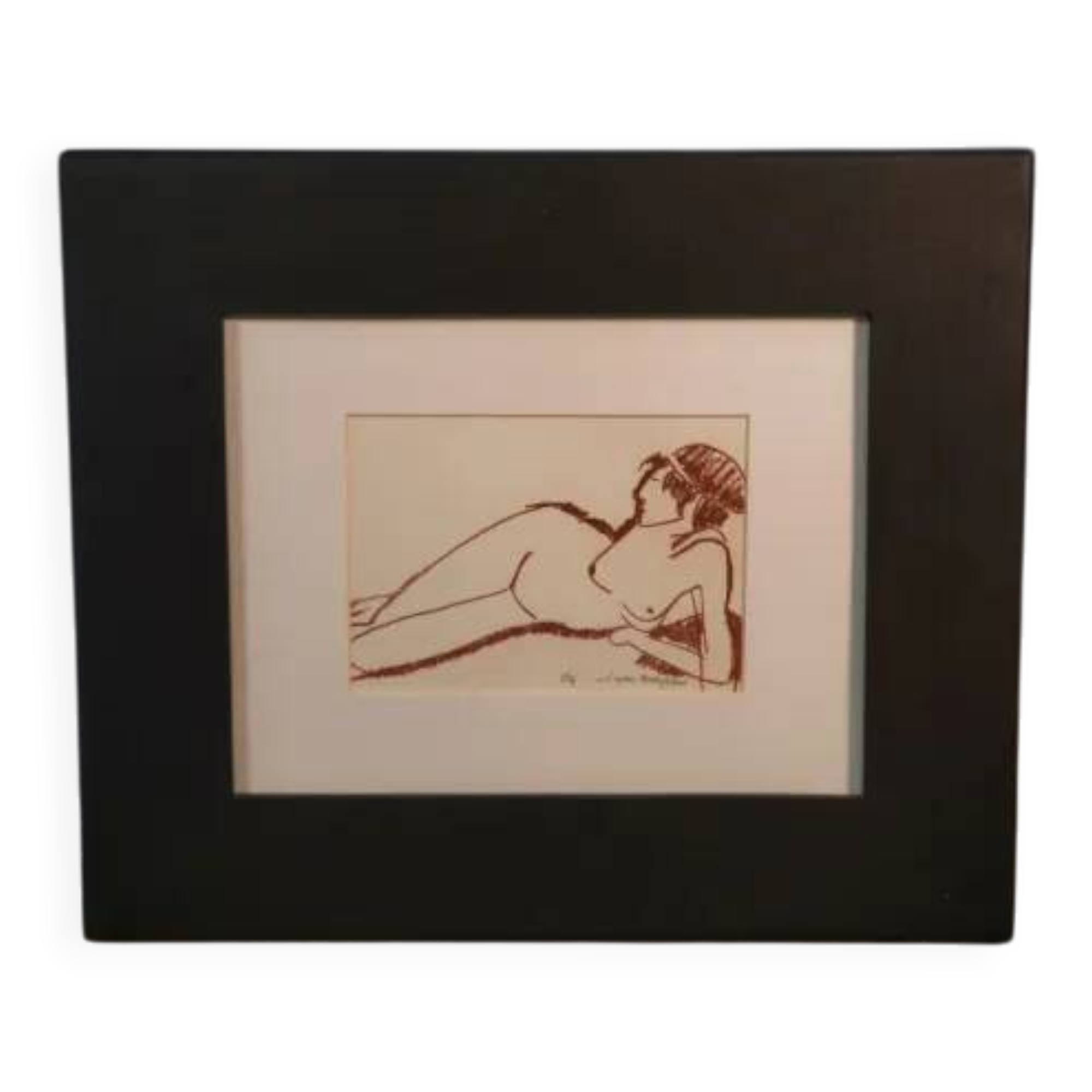 Painting/sanguine by Lucien Vignolle after Modigliani 1990’s