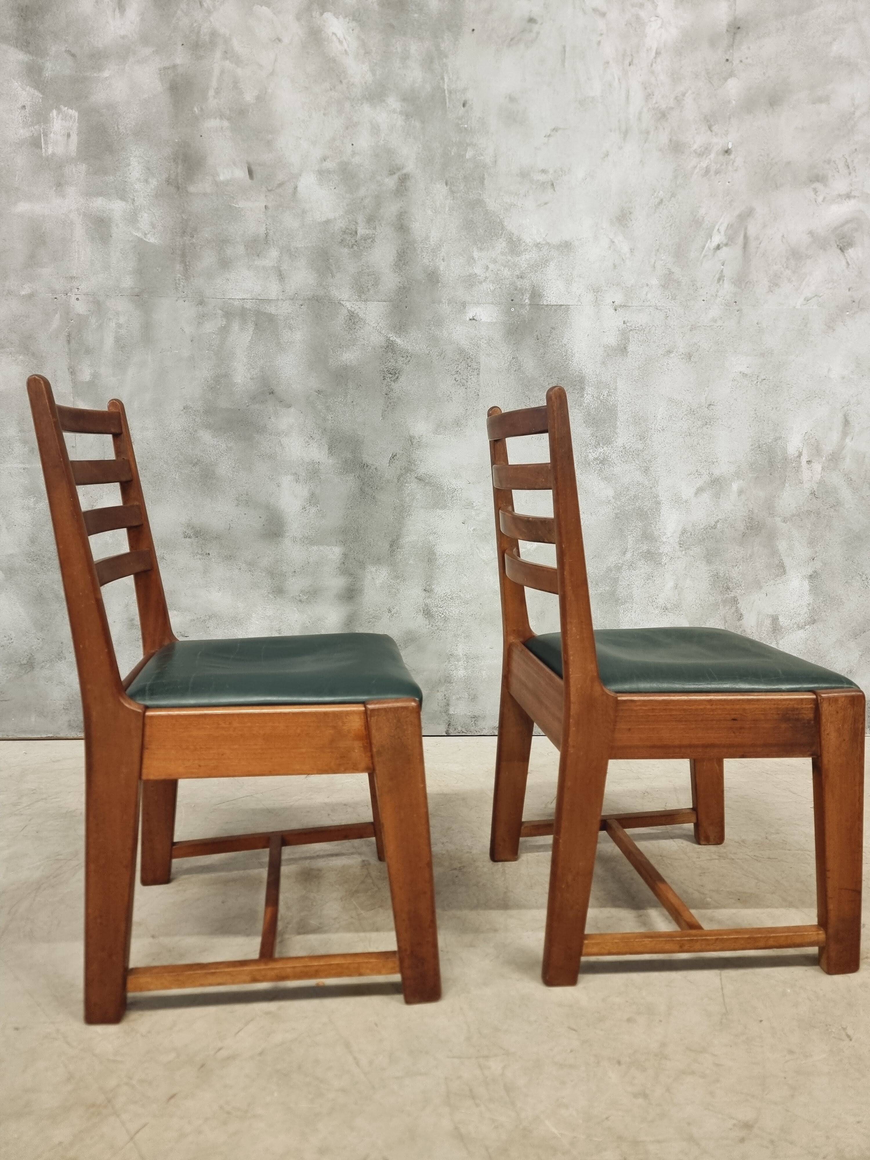 Two Bas van Pelt designer dining chairs in walnut, 1930s