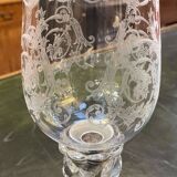 Baccarat crystal lantern with engraved foliage decoration.