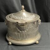 Boite à thé, biscuits en métal argenté, Maroc XXème