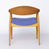 Fauteuil vintage, design allemand des années 1960 – Hêtre et teck, revêtement bleu