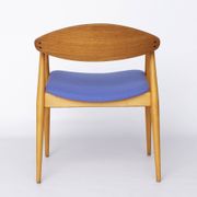 Vintage Armchair, 1960s German Design – Beech & Teak, Blue Upholstery