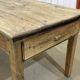 19th century farmhouse table in raw chestnut with original drawer and shelf