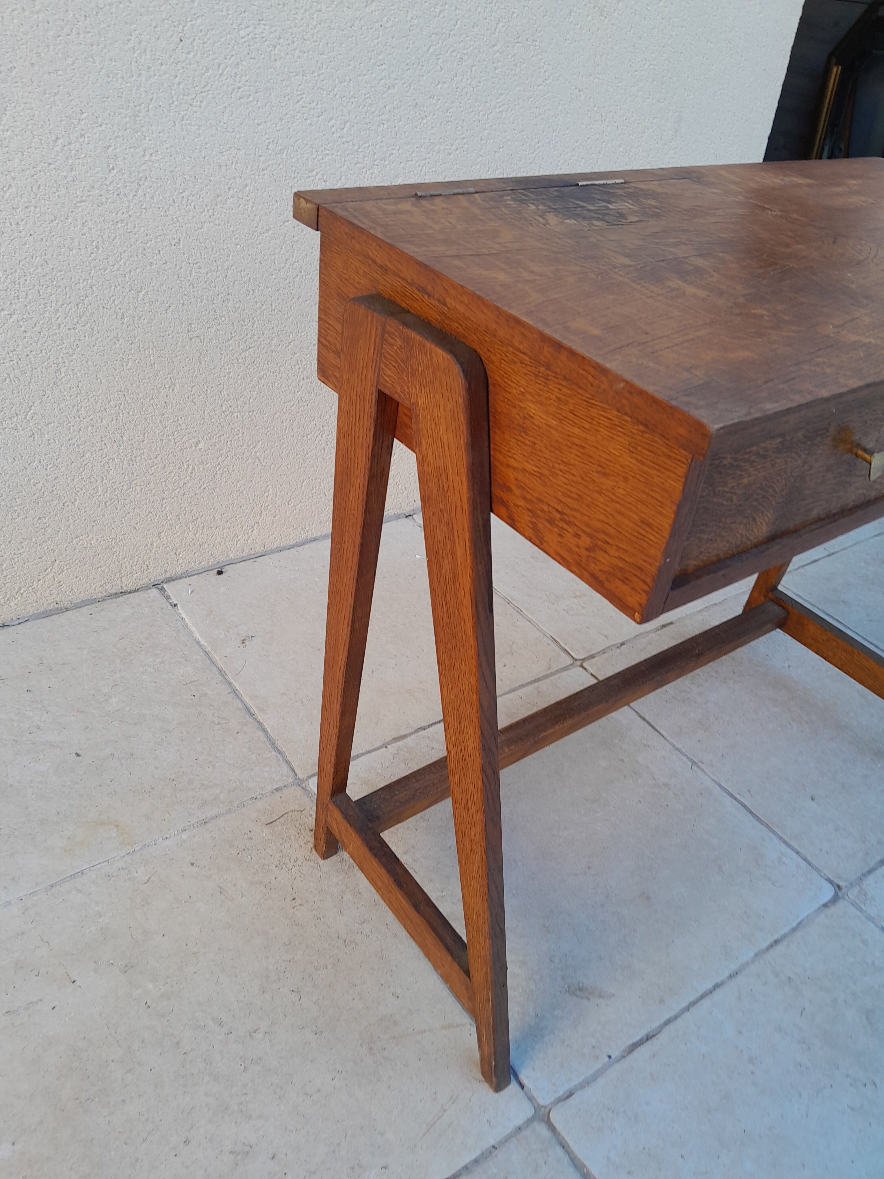 Vintage desk, reconstruction period, 50s oak