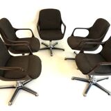 Set of 5 Chromcraft office armchairs