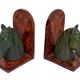 Ceramic and Leather Horses head bookends 1970s