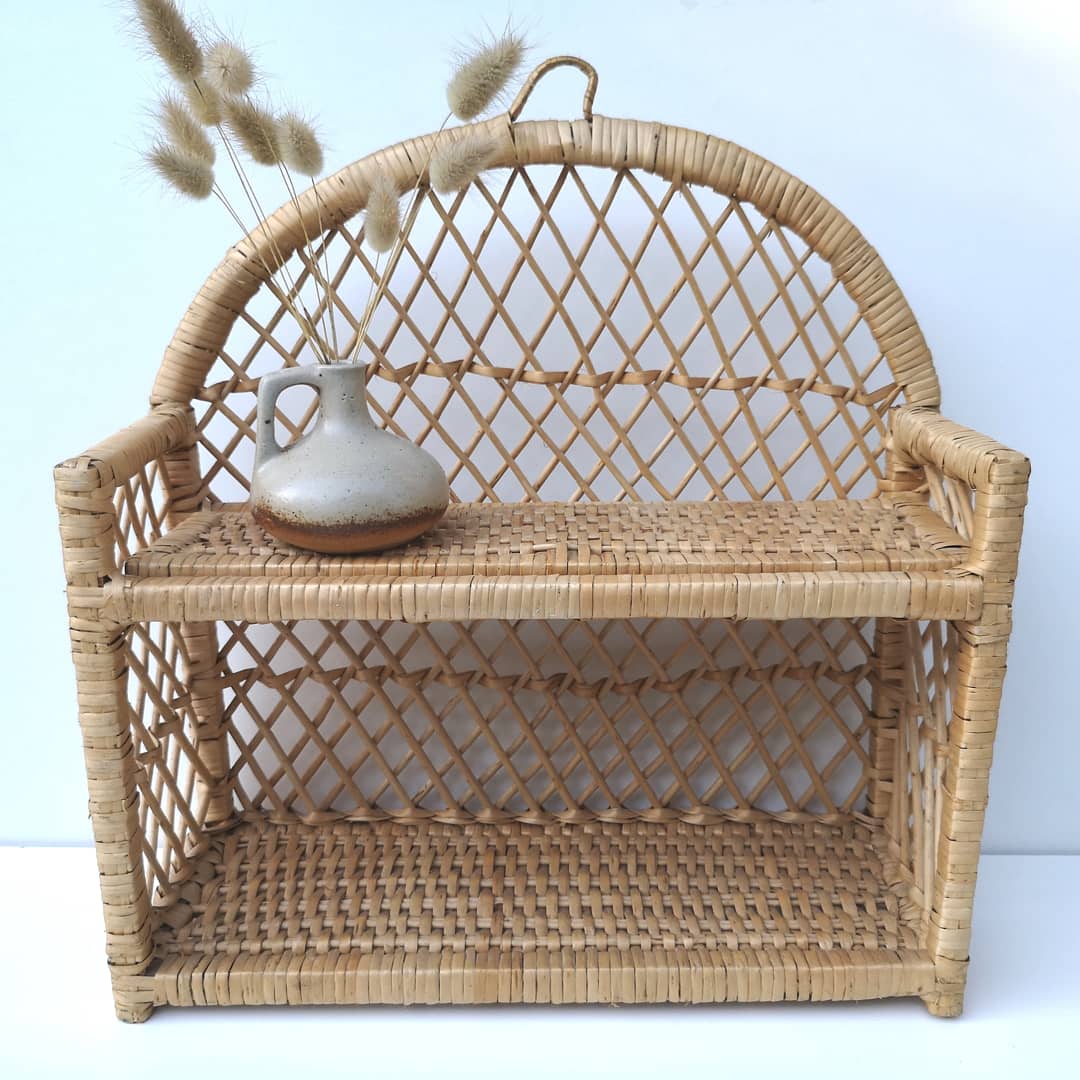 Vintage rattan shelf