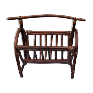Vintage rattan magazine rack