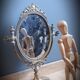 Brass psyche mirror 29x40cm