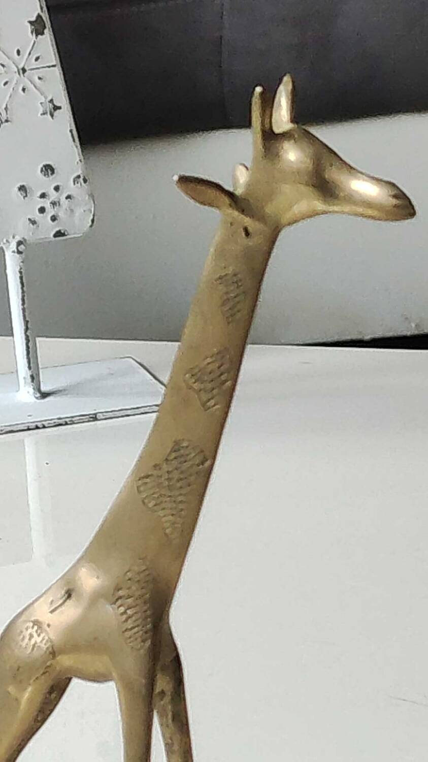 African giraffe figurine in polished brass. high 20 cm