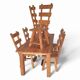 Elm wood brutalist wabi sabi dining set with 6 chairs & Table, 1960s