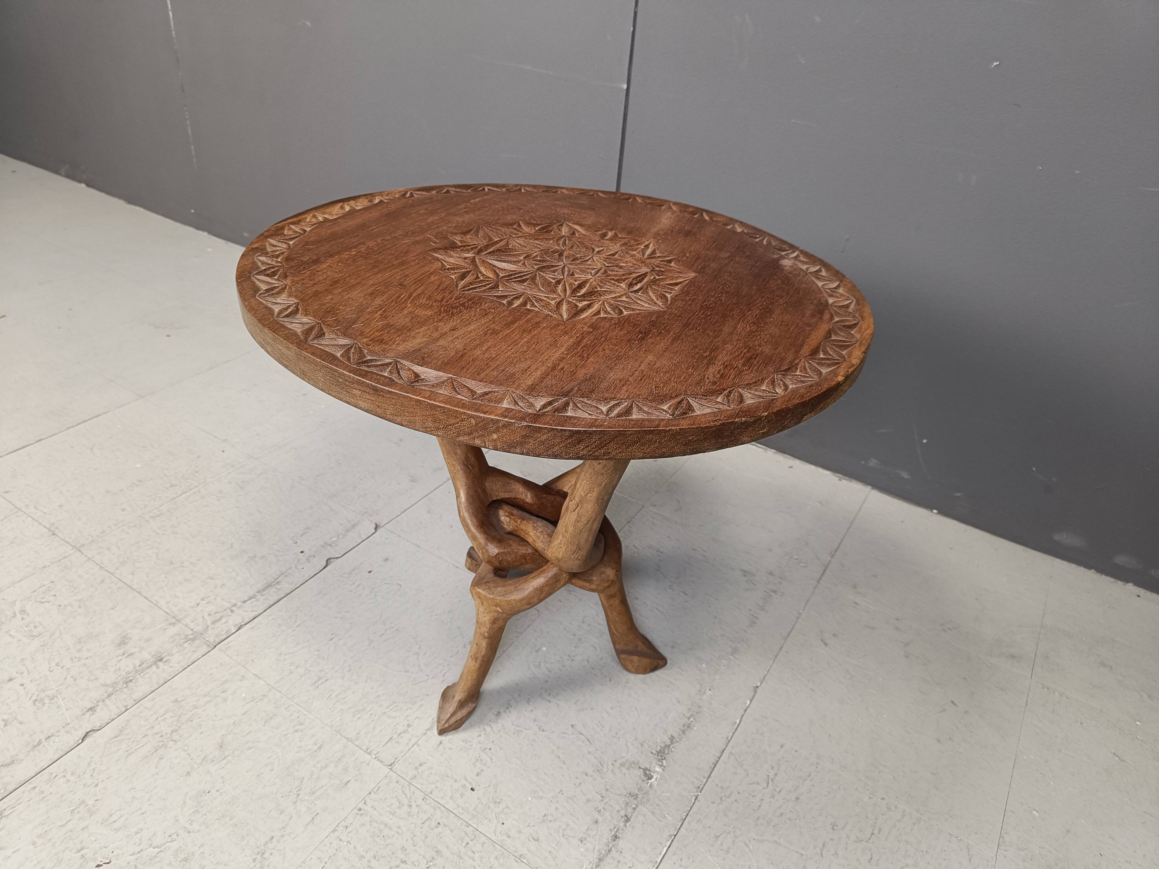 Vintage tribal art side table, 1960s