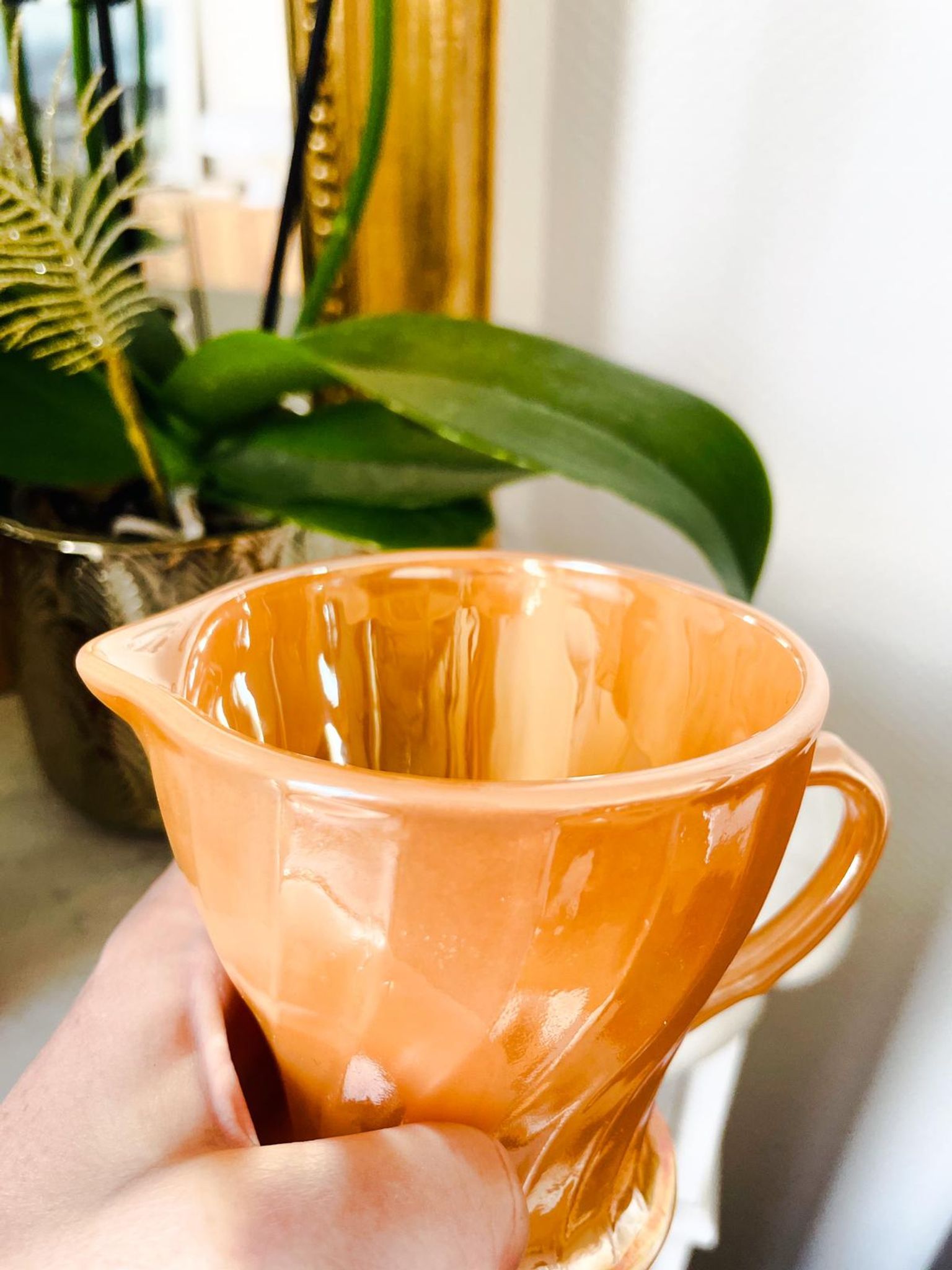 Iridescent vintage porcelain pitcher