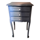 Table de chevet 1950 en bois peint coloris gris trench rénovée 3 tiroirs