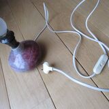 Pied de lampe en grès gris et lie-de-vin