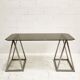 Bureau à tréteaux inox et verre, 1970