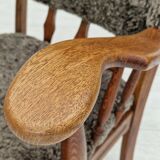 1960s, danish design, renovated-reupholstered high-back ear flap chair, sheepskin, oak wood