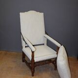 Fauteuil à crémaillère d'époque Louis XIV en noyer