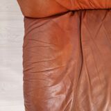 Four vintage armchairs, leather and fabric, 70s