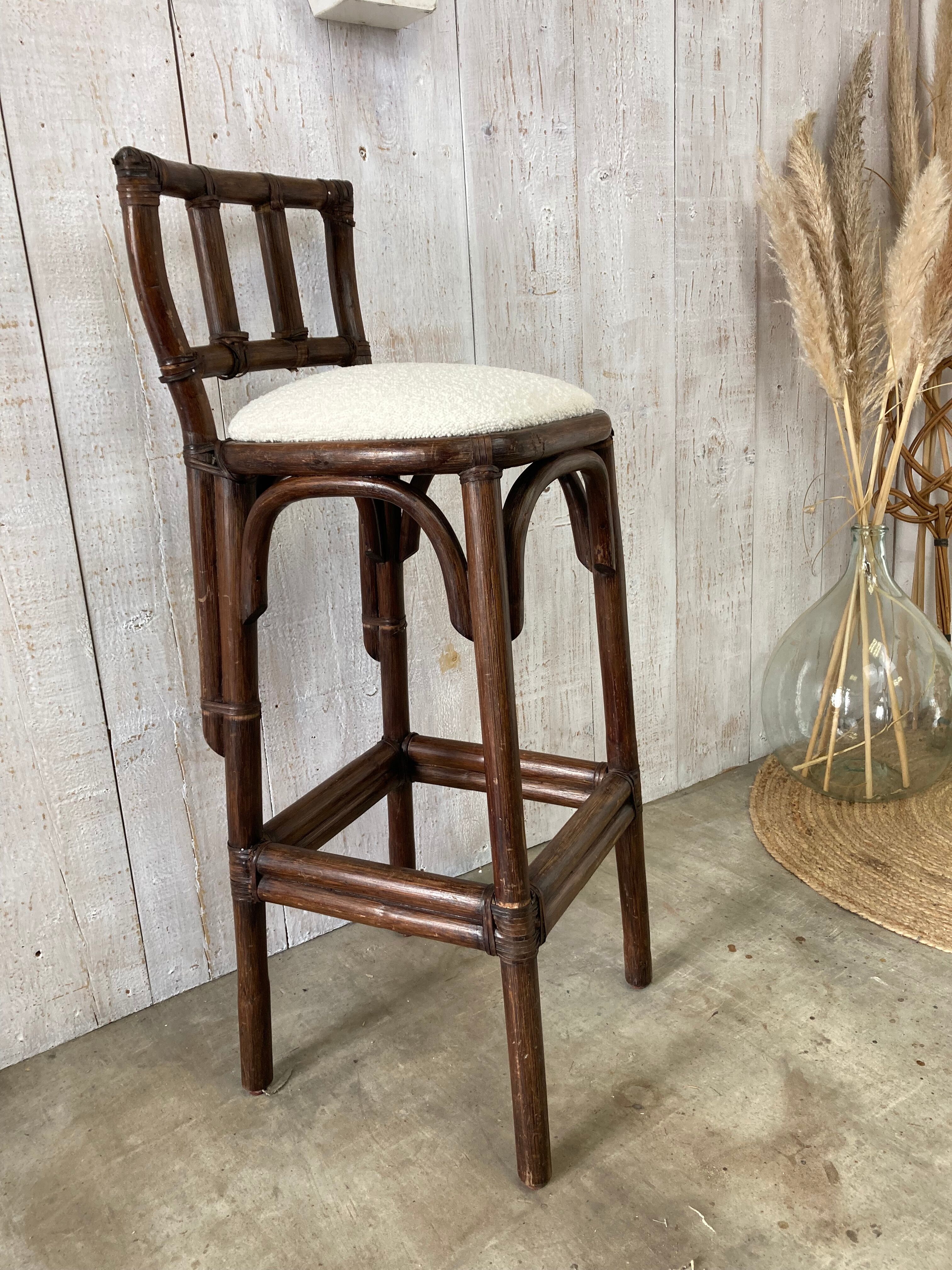 Tabouret rotin vintage