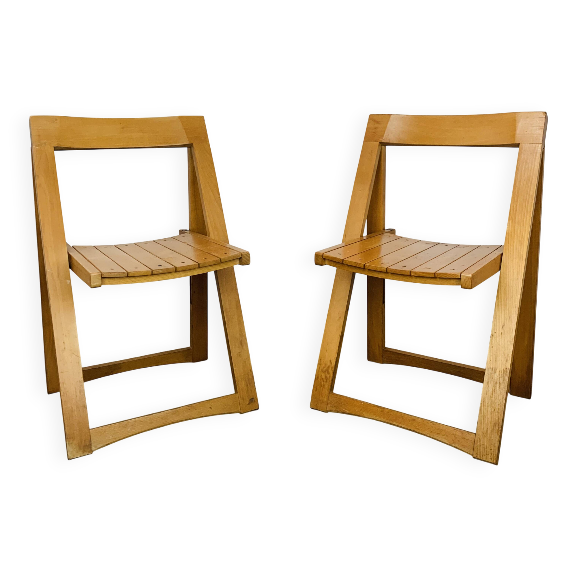 Paire de chaises pliantes par Aldo Jacober, bois, années 60