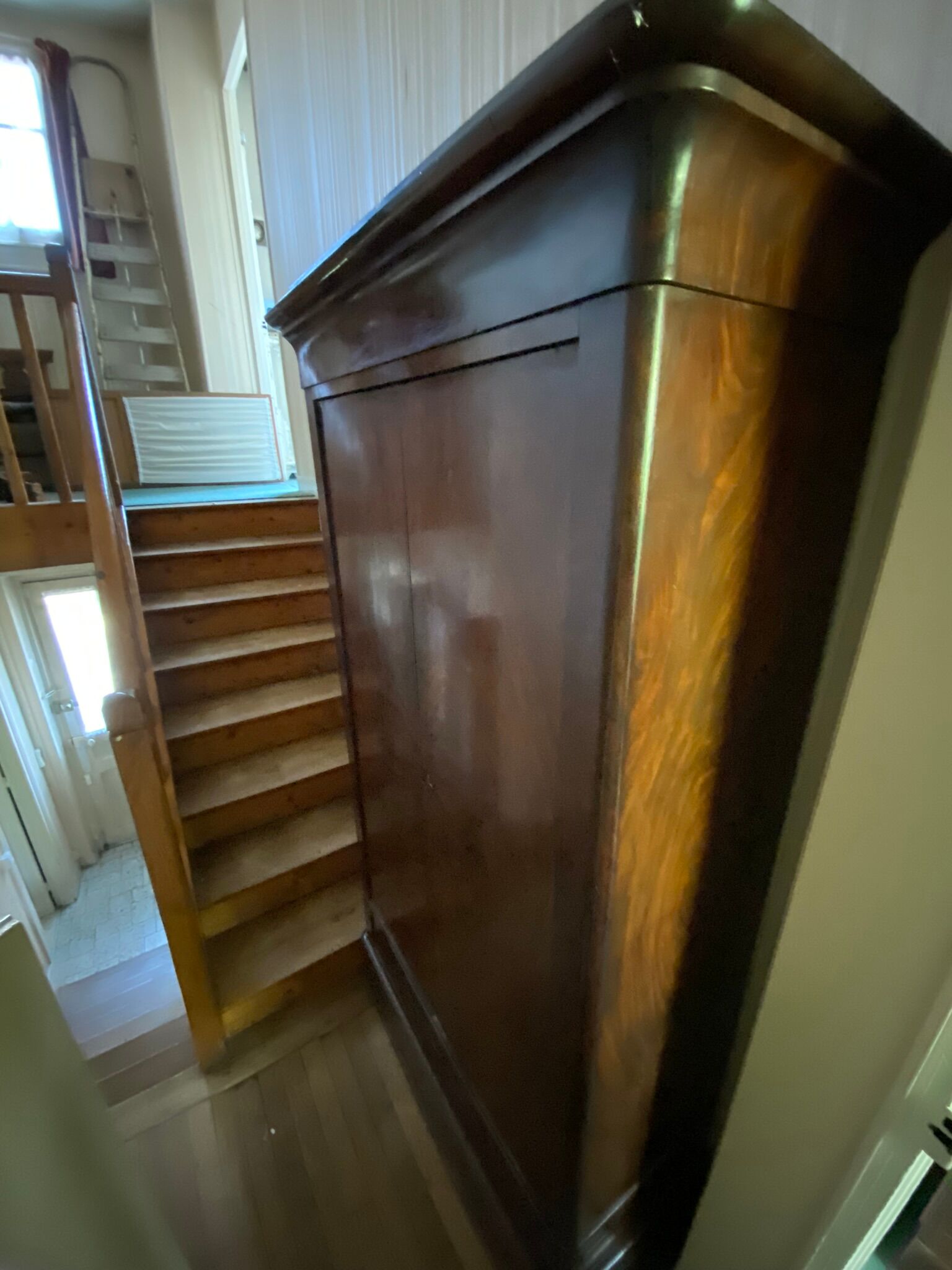 Vintage mahogany wardrobe with large low drawer