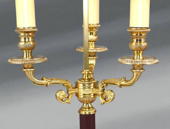 Lampe Bouillotte Bronze Style Empire Abat-jour & Pied laqué Bordeaux