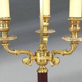 Lampe Bouillotte Bronze Style Empire Abat-jour & Pied laqué Bordeaux