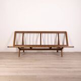 Canapé vintage des années 60 en bois de teck et tissu design danois