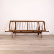 Canapé vintage des années 60 en bois de teck et tissu design danois
