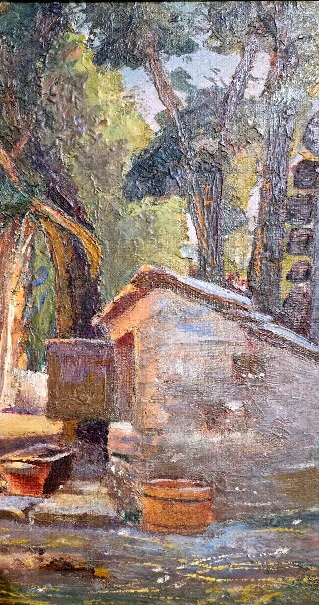 20th century sunny farmhouse painting
