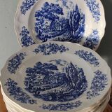 Vintage soup plates with blue decor