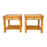Pair of Maugrion bedside tables for Roche Bobois, bamboo, rattan 70s