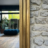 Antique mirror 136.5/98cm Louis-Philippe pearl-gilded with gold leaf.